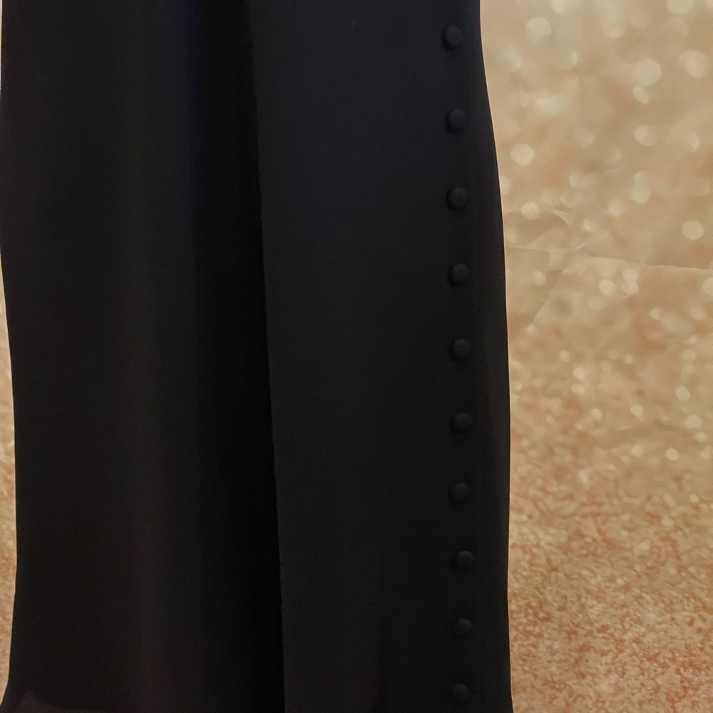 Liz Claiborne 4 Square Neck Button Side Accent‎ Knee Length Black Dress - Picture 5 of 8